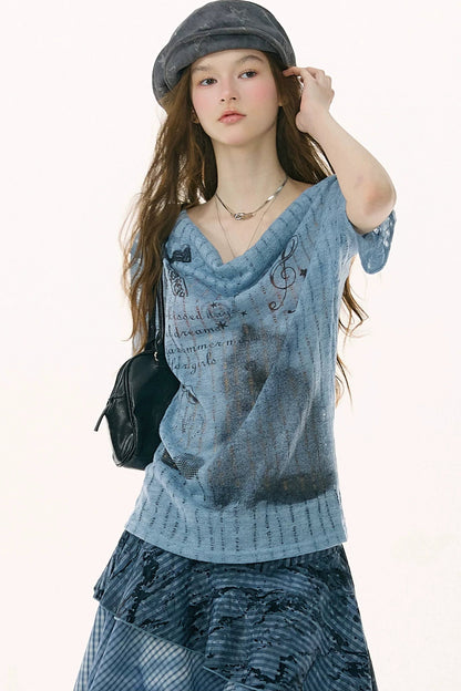 Sweet Melody Cat Print T-Shirt