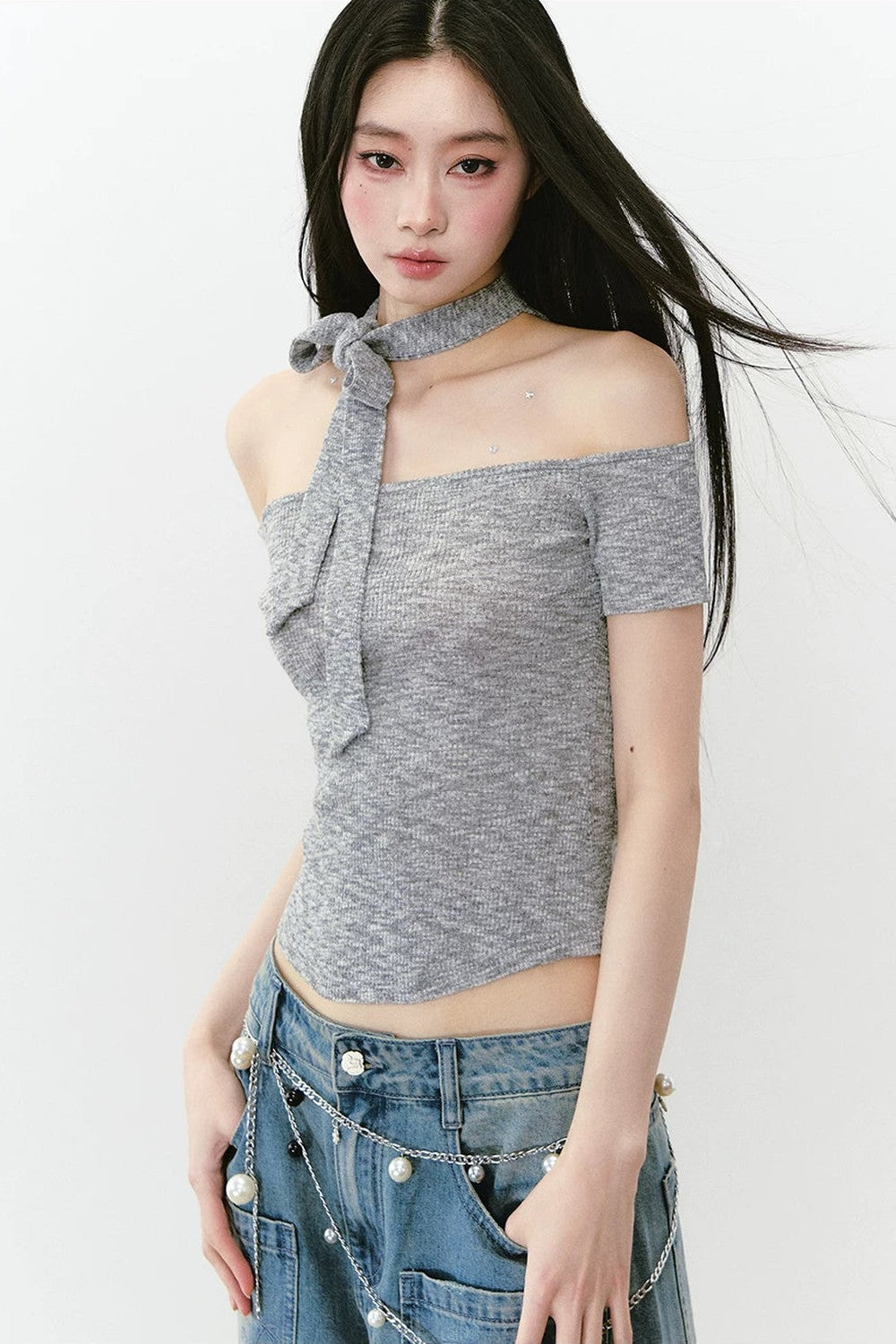 gilet en maille réversible à lacets