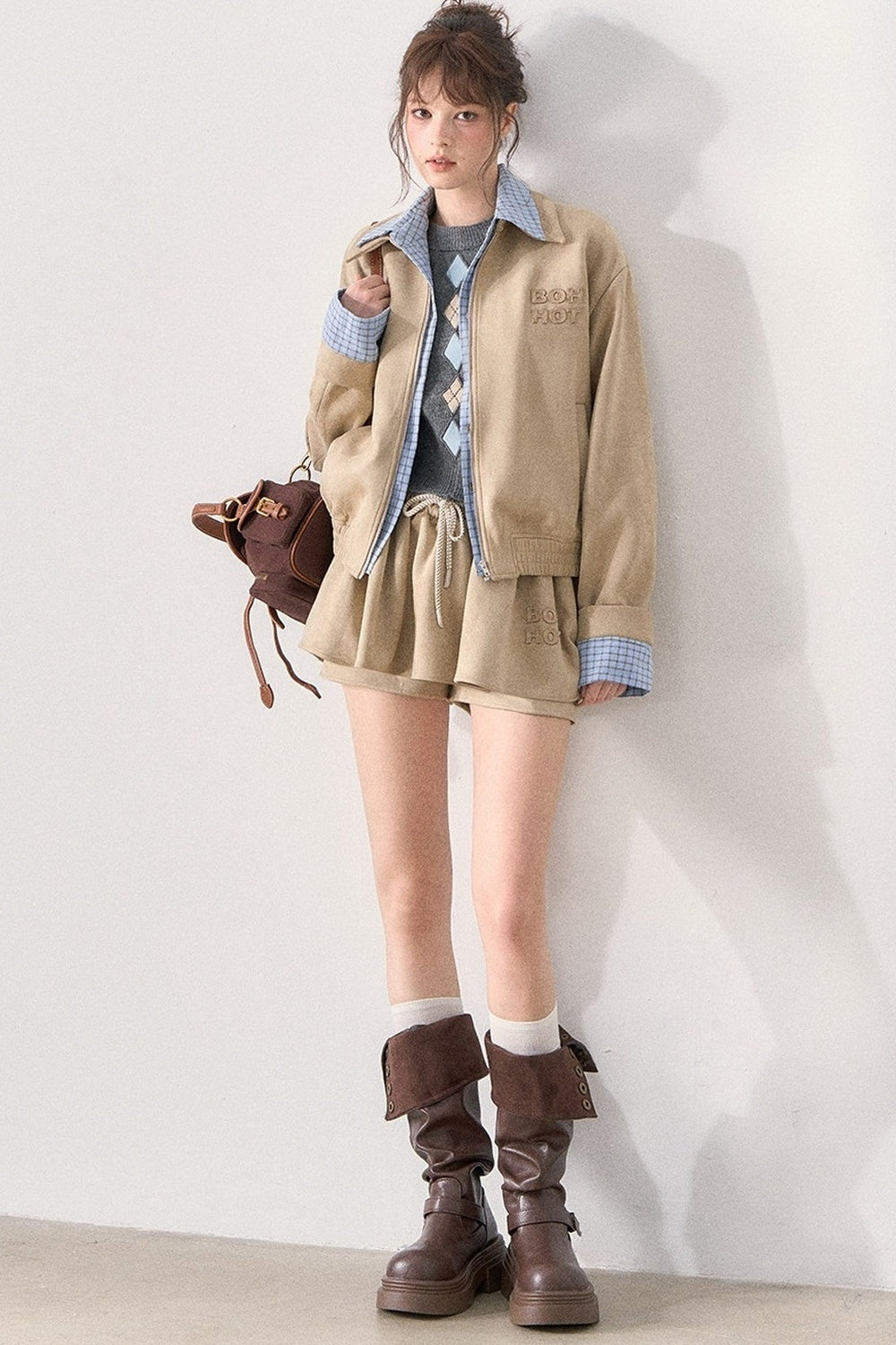 Khaki Suede Jacket and Tutu Skirt Set-Up