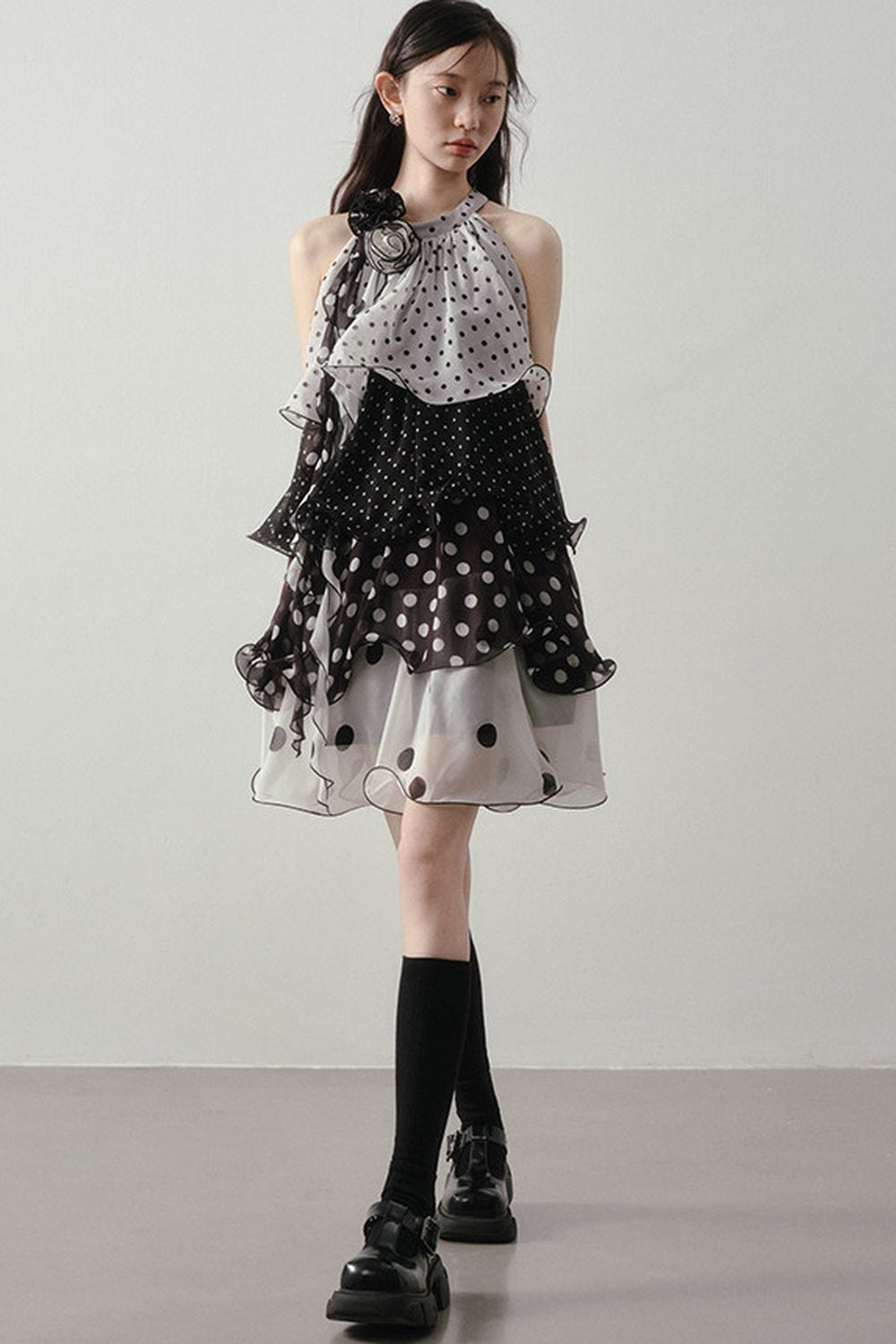Polka Dot Organza Halter Dress