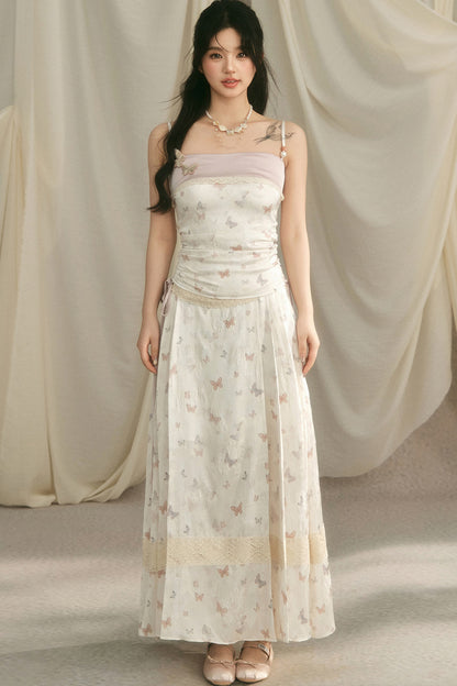 Butterfly Embroidered Cami, Mamian Skirt and Top Set-Up