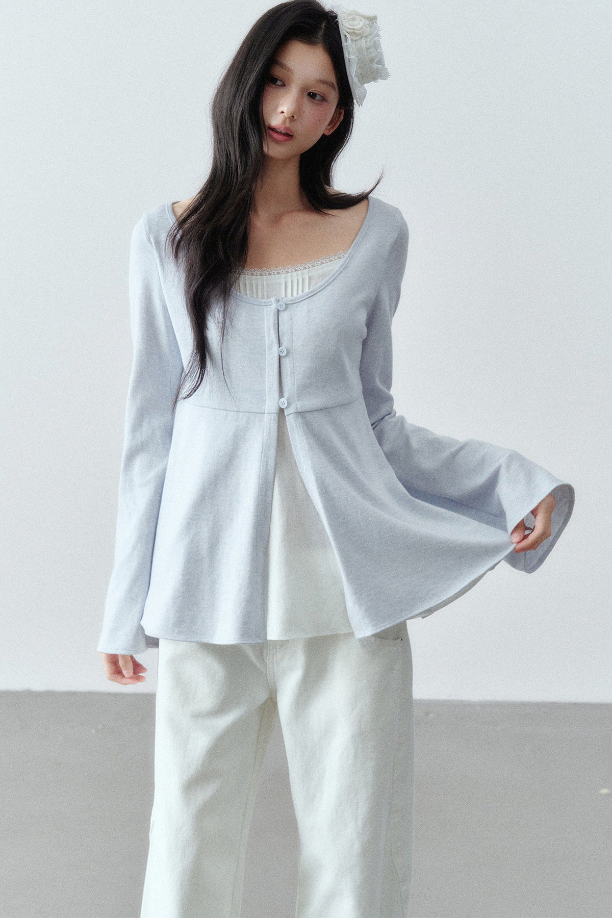 Long Sleeve Cashmere Cotton T-Shirt