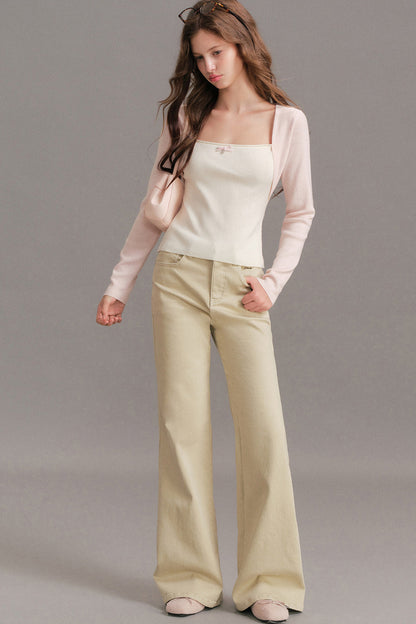 Mid-Rise Flared Flap Pocket Jeans