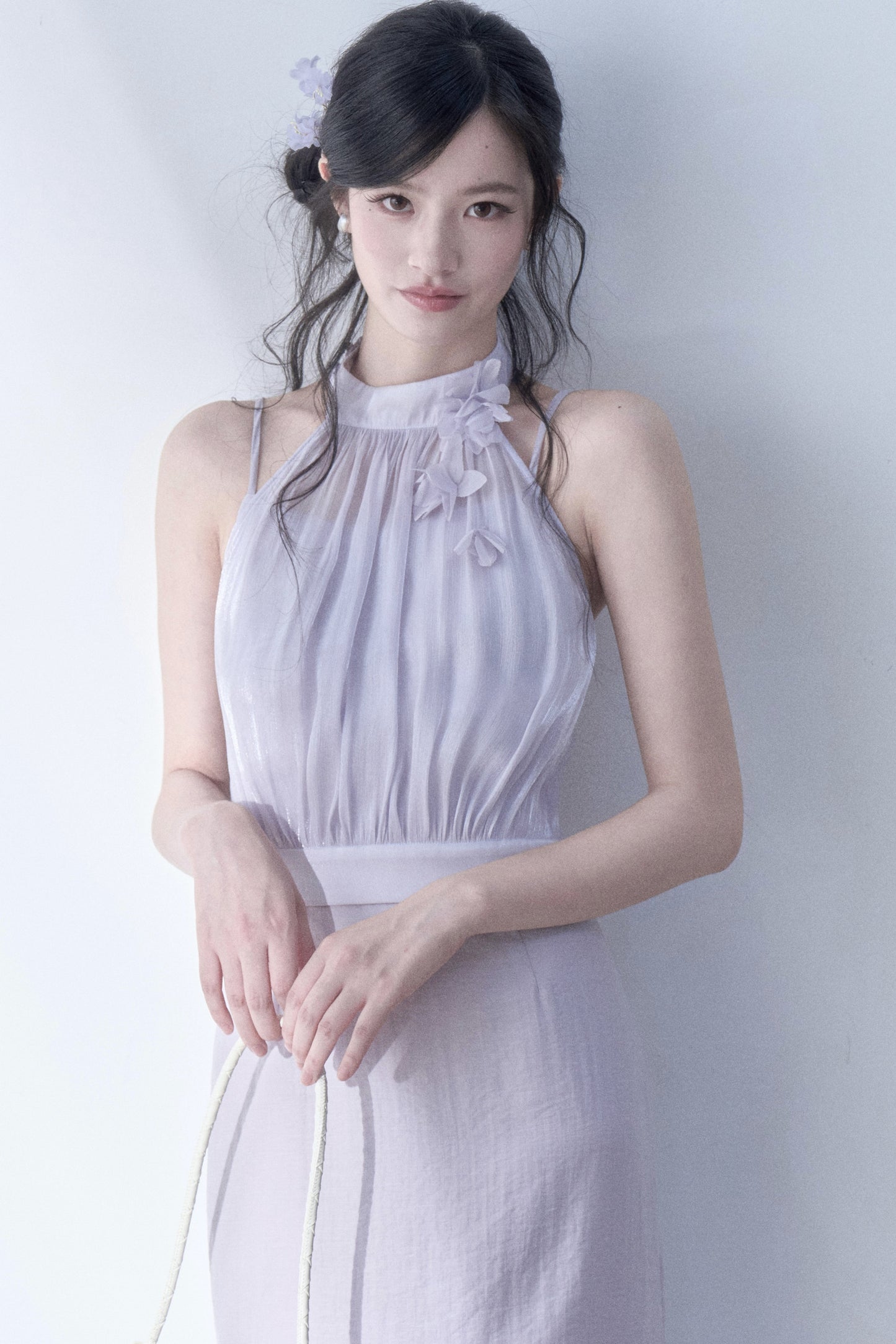 Petal Flutter Sleeve Top and Long Dress