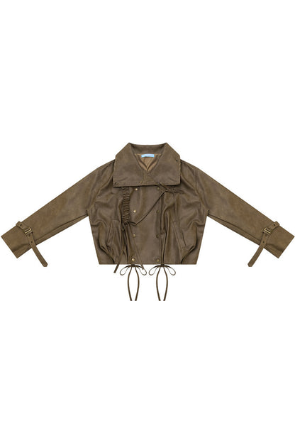 Chaqueta de cuero marrón retro
