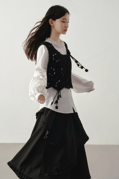 Original Design Gentle Floral Knitted Vest