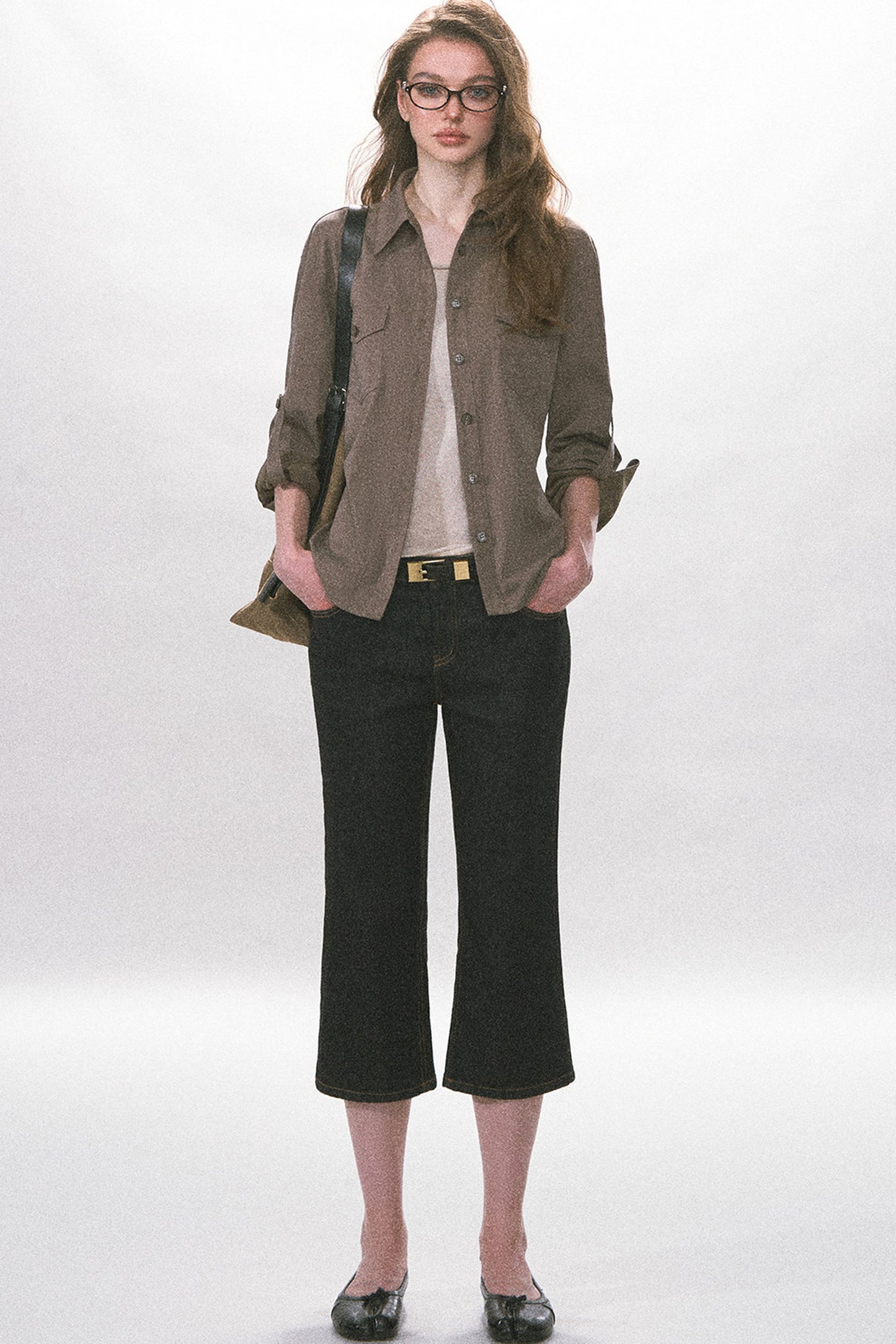 High-Waist Straight-Leg Washed Jeans