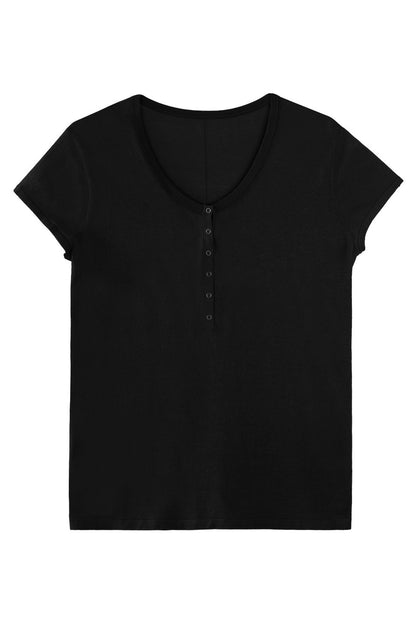 Maglia Henley a maniche corte in fibra di cellulosa rigenerata