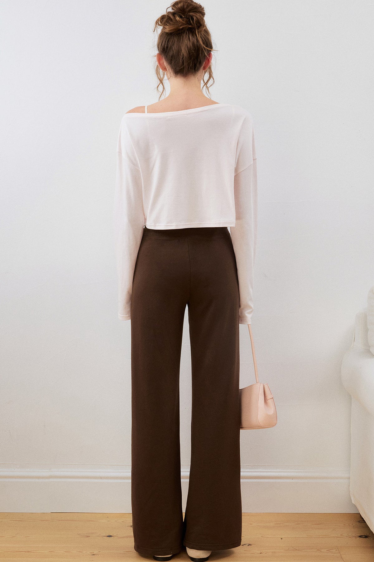 Asymmetrical Cropped Sweatshirt and Waistband Sweatpants Set-Up