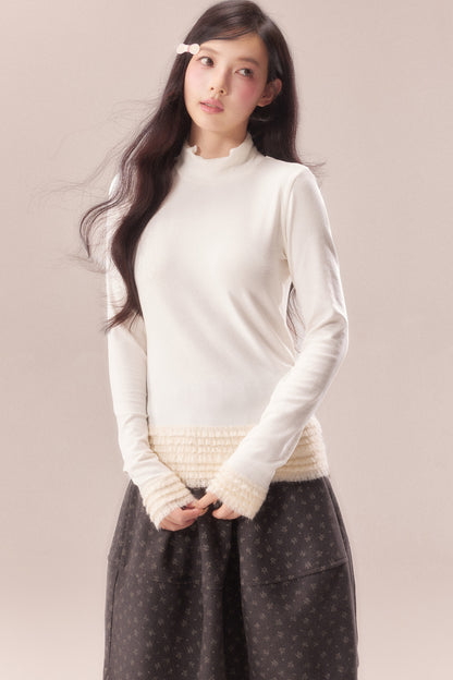 Lace Trim Thermal Knit Top