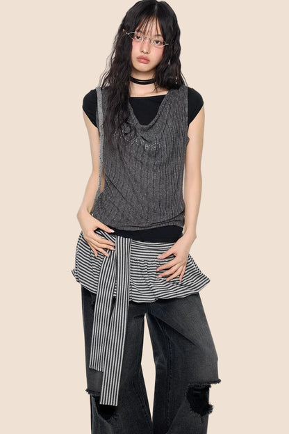 Vintage Scoop Neck Knit Top