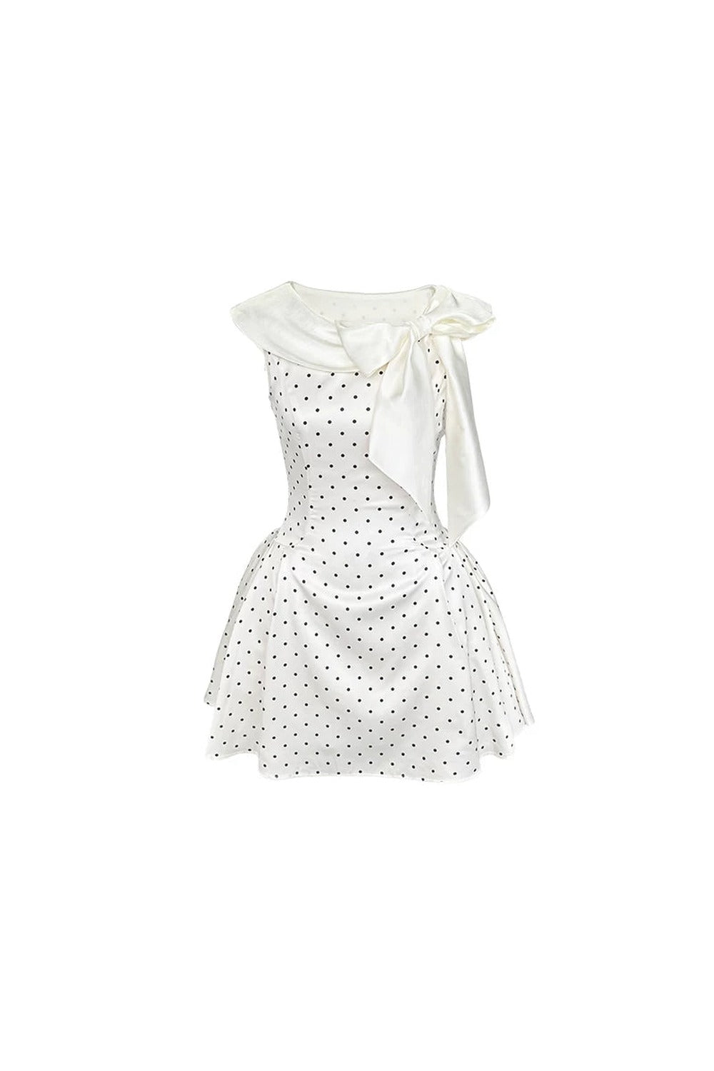 Pink Satin Polka Dot Bow Dress