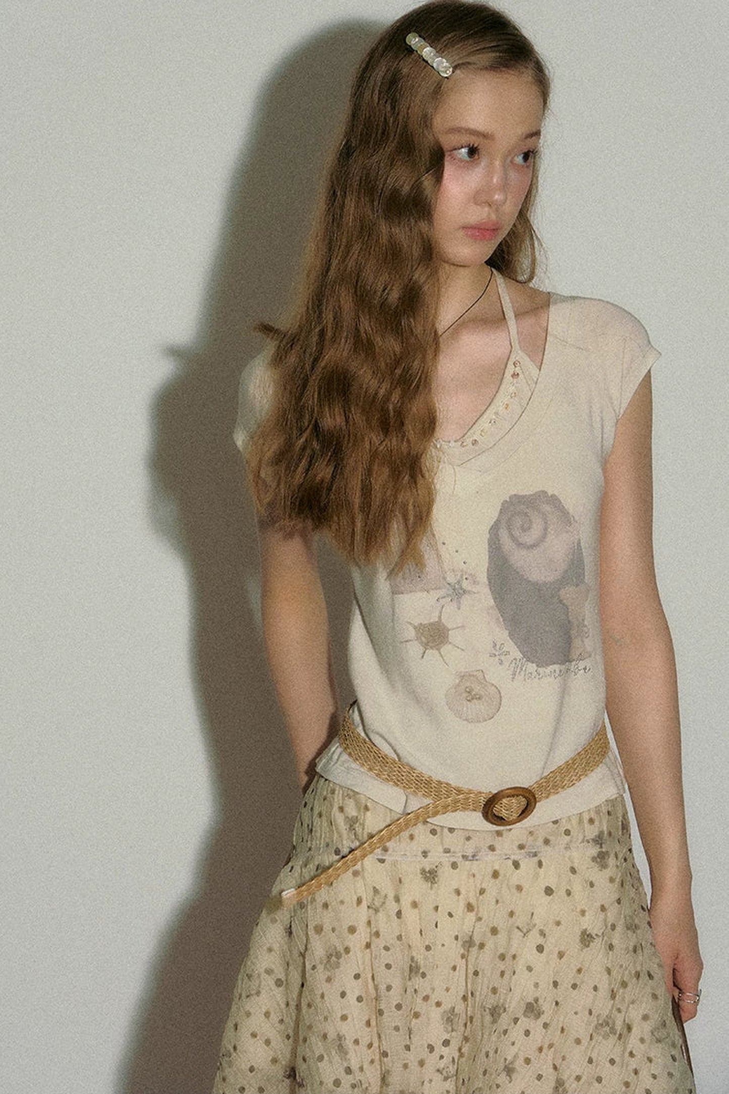 Seashell V-Neck Printed Top