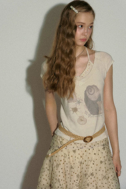 Seashell V-Neck Printed Top