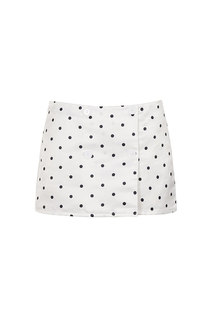 White Polka Dot Mini Skirt
