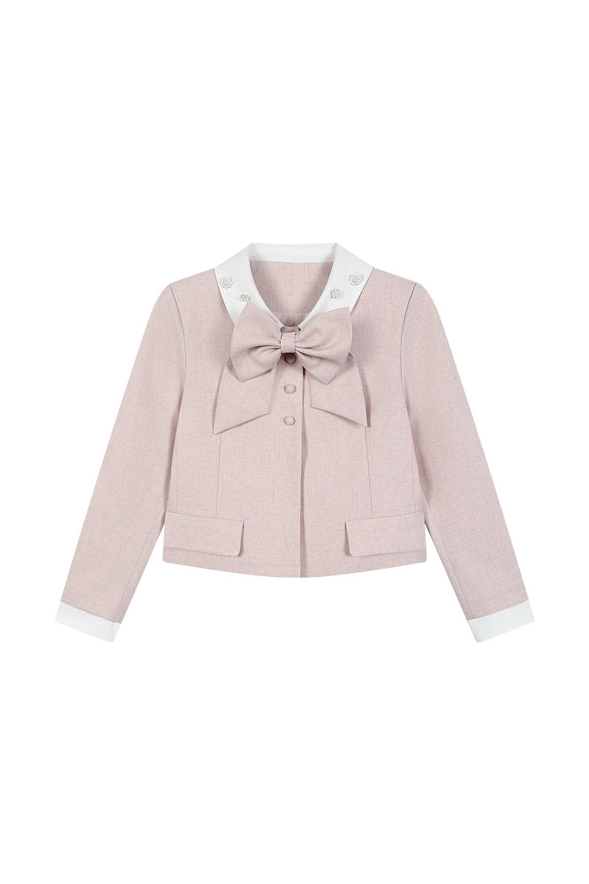 Bowknot Jacket and A-Line Pleated Skirt