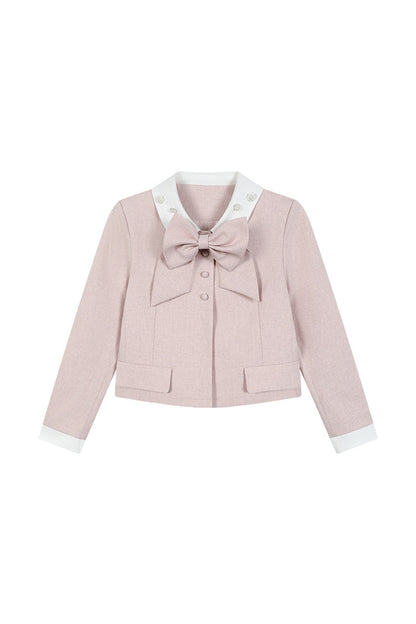 Bowknot Jacket and A-Line Pleated Skirt