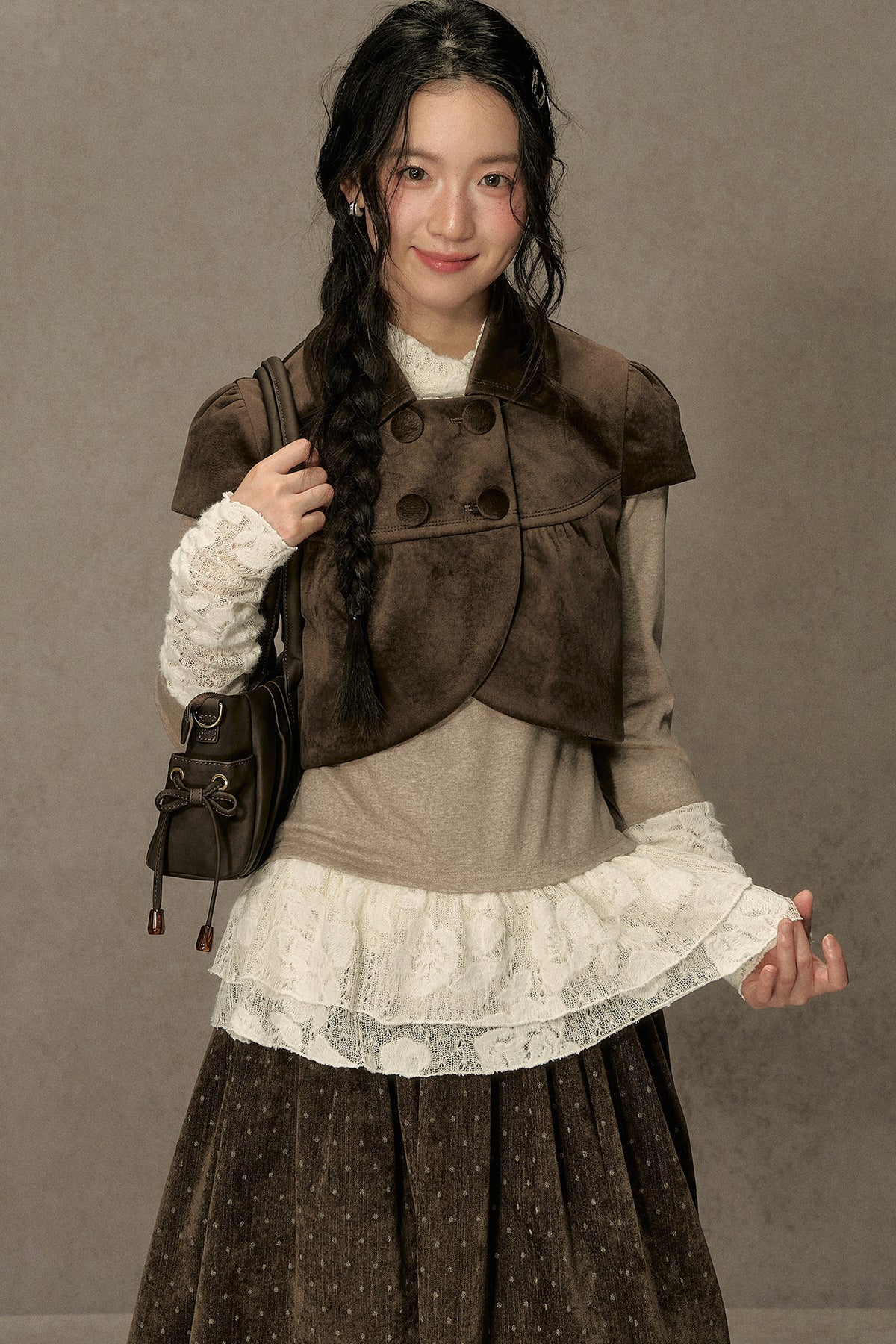 Gilet vintage croisé à revers