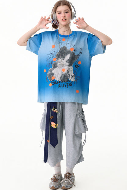 Gray Drawstring Pocket Wide Leg Sweatpants