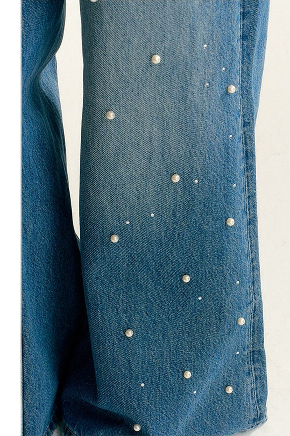 Pearl Rhinestone Wide Leg Jeans