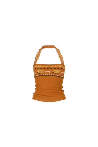 Designer Woolen Floral Halter Top