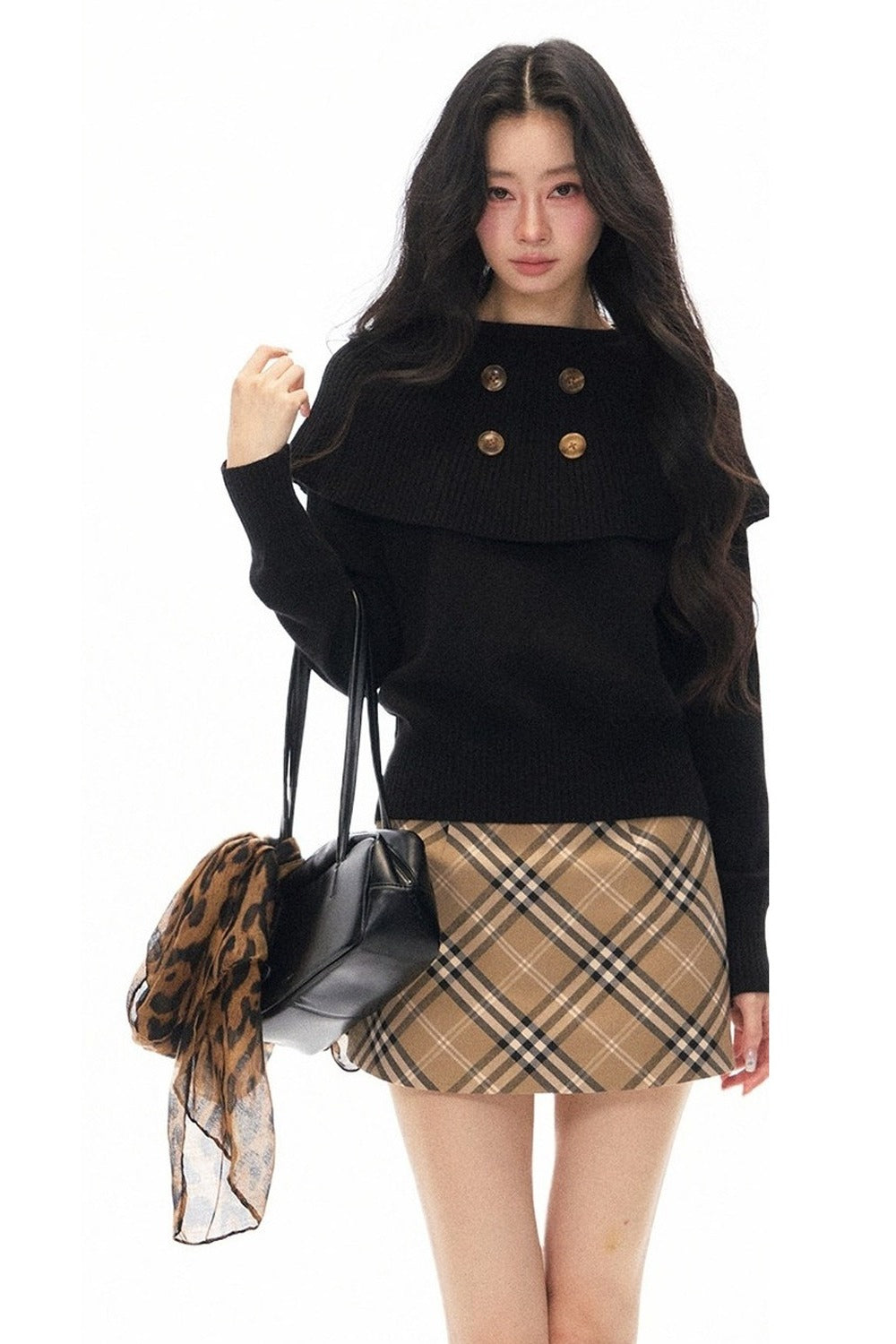 Skirt and Shawl Knit Top Set-Up