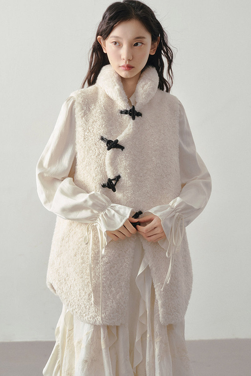 Beige Faux Shearling Vest
