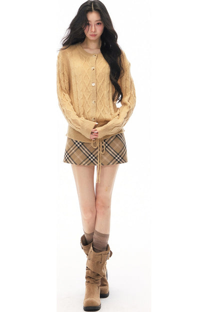 Early Autumn Knit Cardigan and Skirt Set-Up