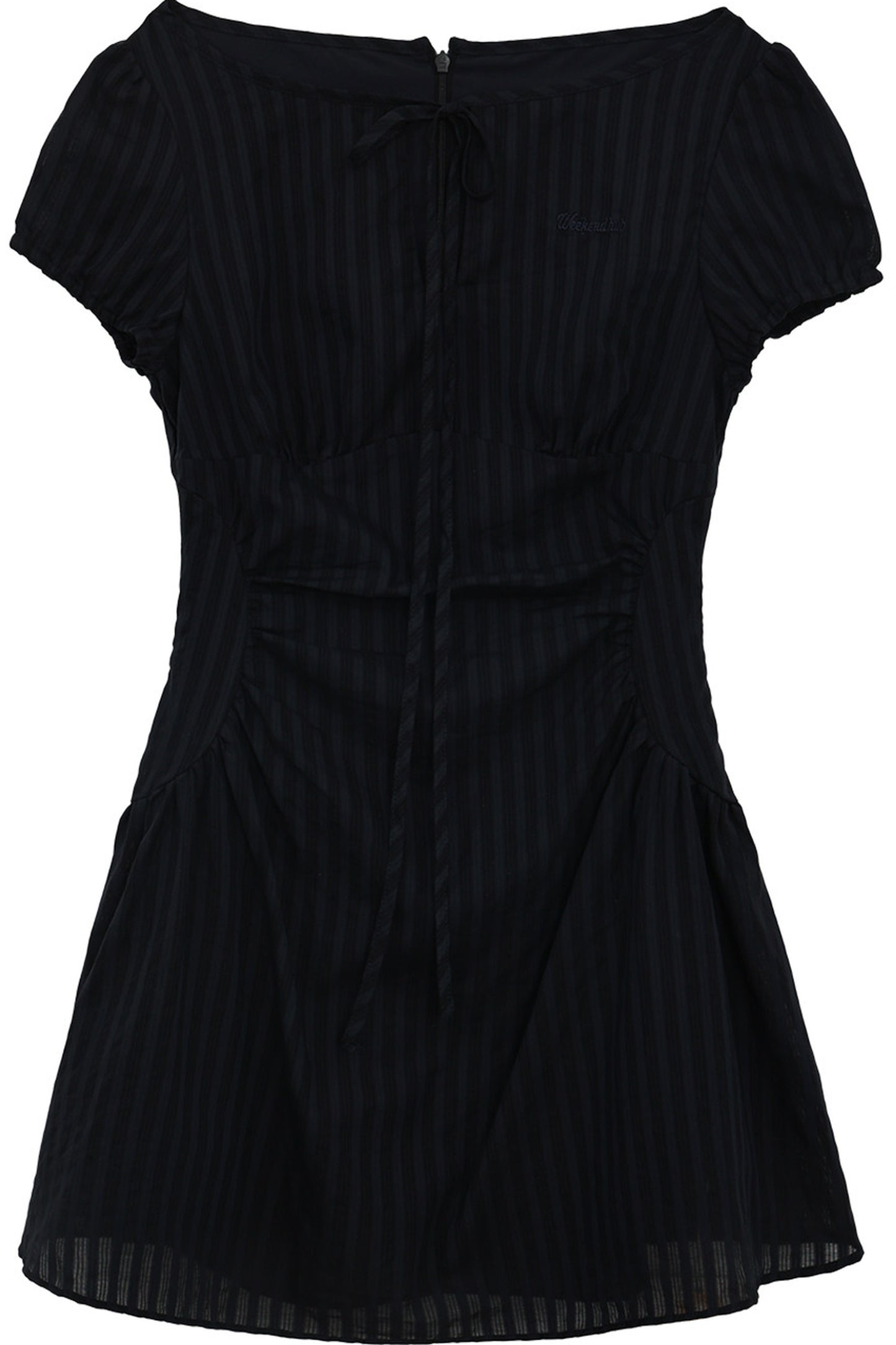 Vestido de línea A a rayas con mangas abullonadas
