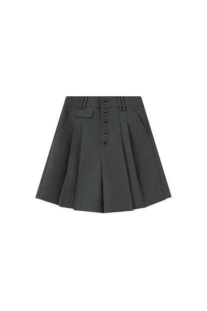 Pleated Gray Shorts