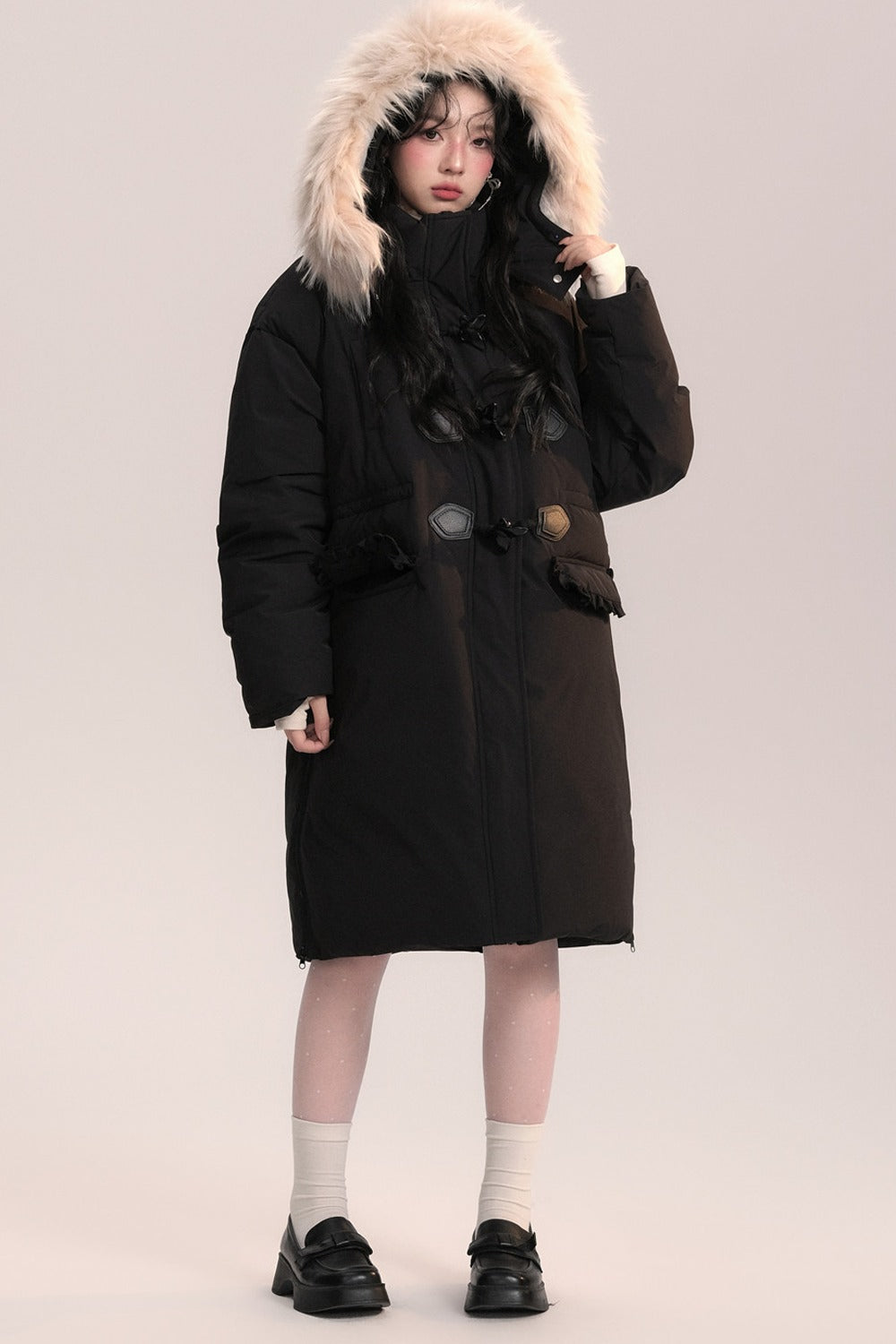 Bow Fur Collar Down Coat