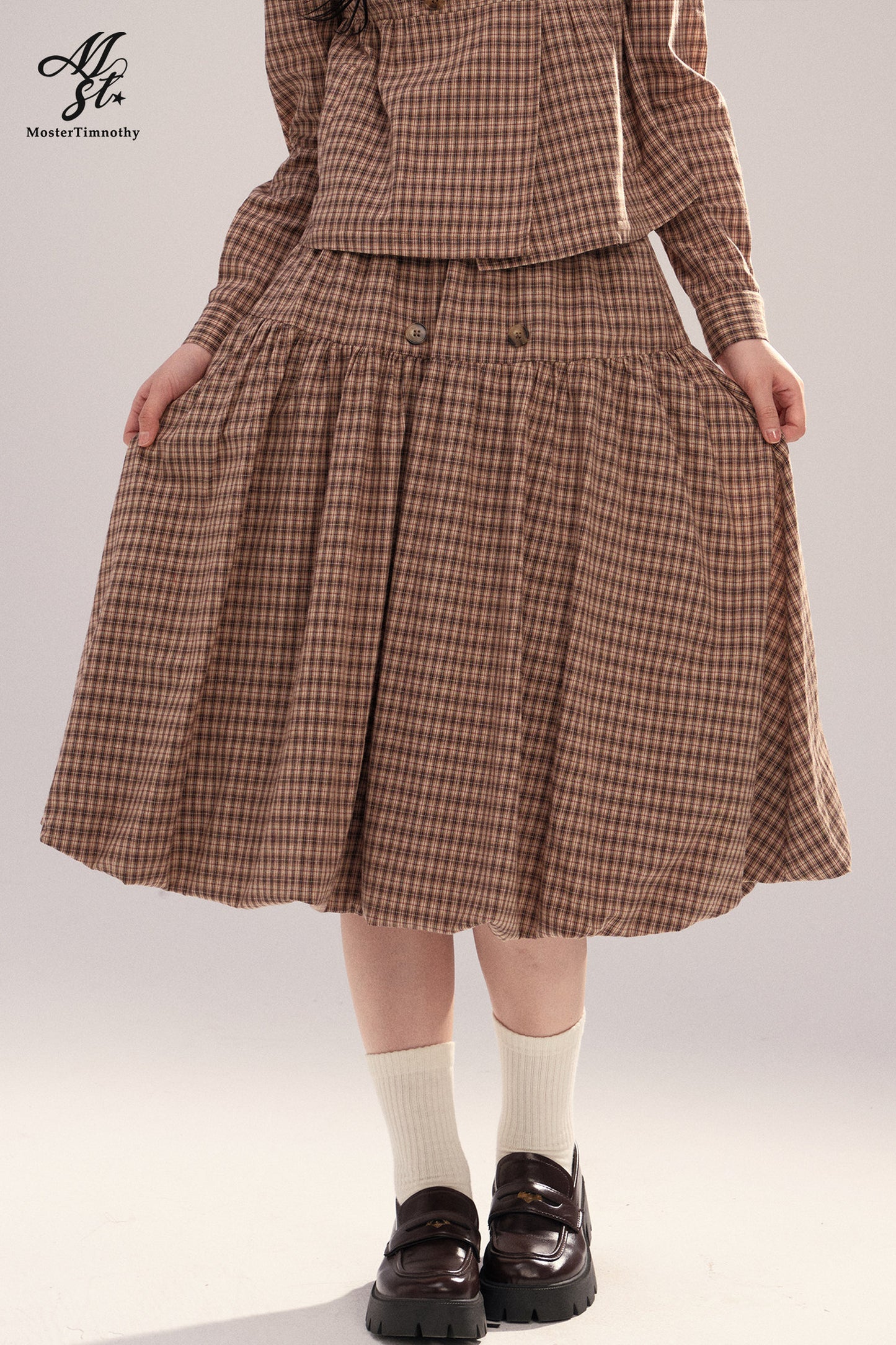 Retro Plaid Bubble Skirt
