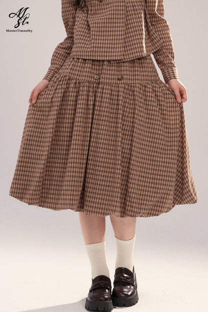 Retro Plaid Bubble Skirt
