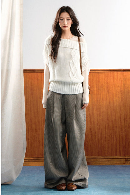 Korean Slanted Shoulder Sweater