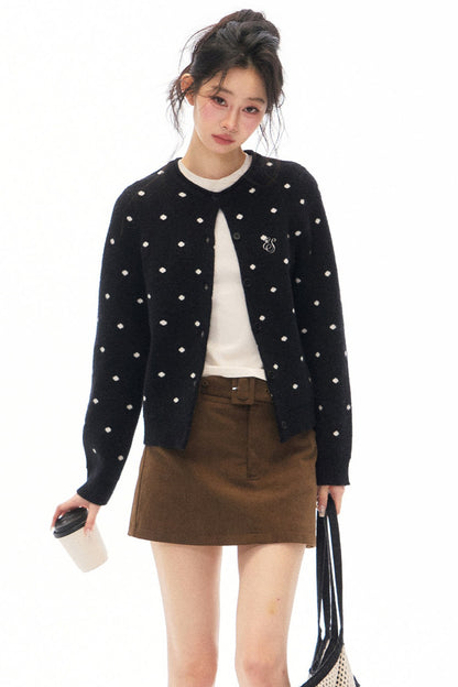 Polka Dot Knit Cardigan