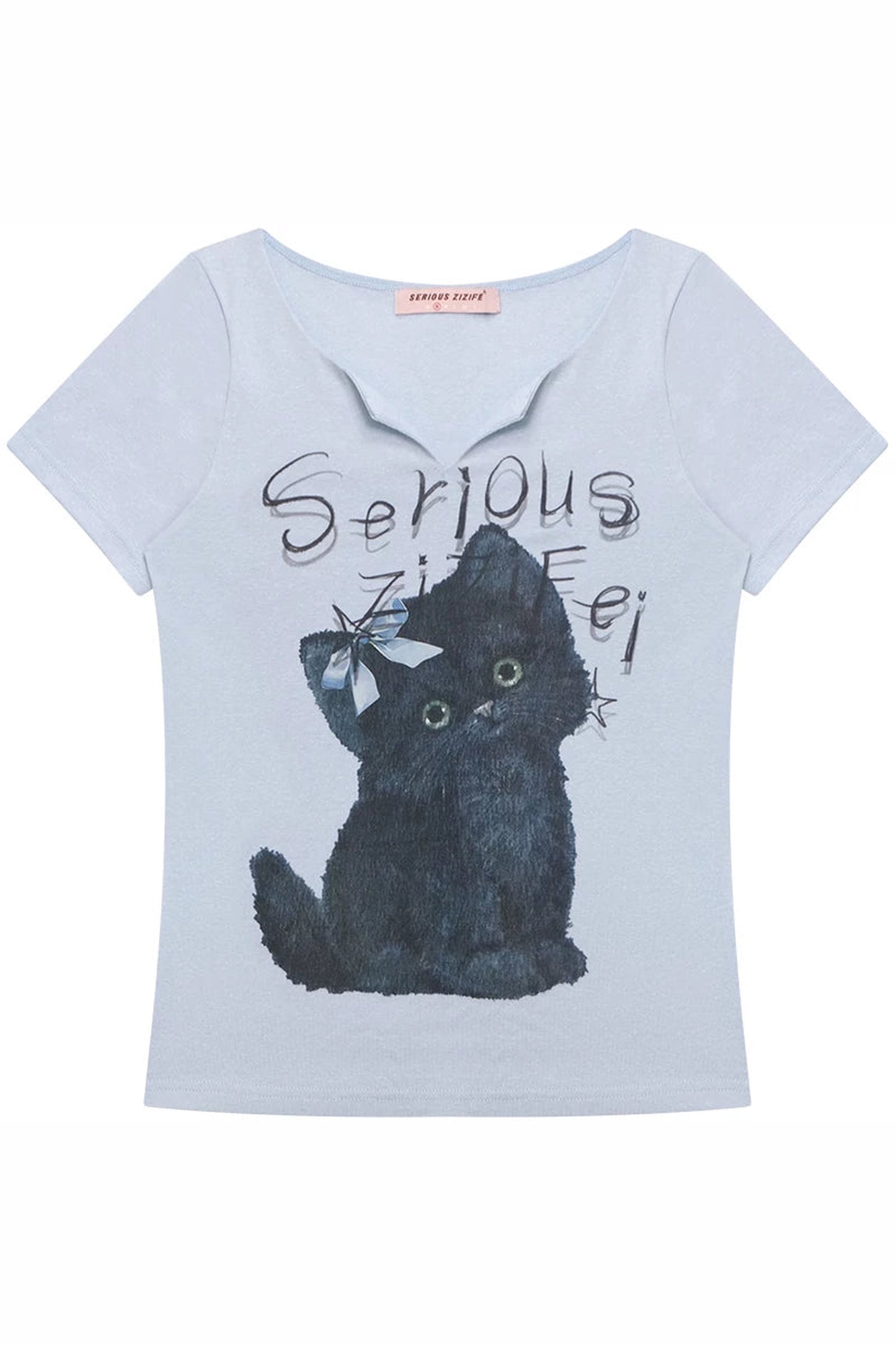 Black Cat V-Neck T-Shirt