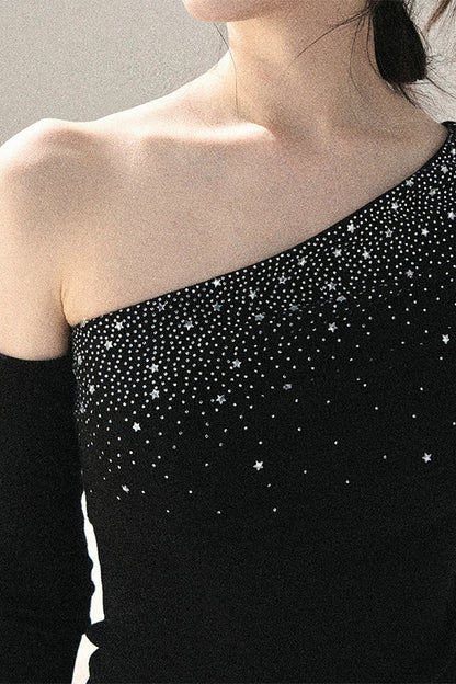Haut à sequins épaules dénudées