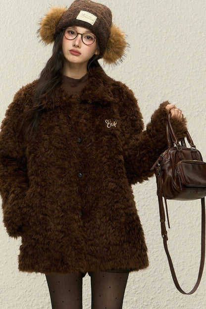 White Fur Integrated Jacket and Pants Set-Up