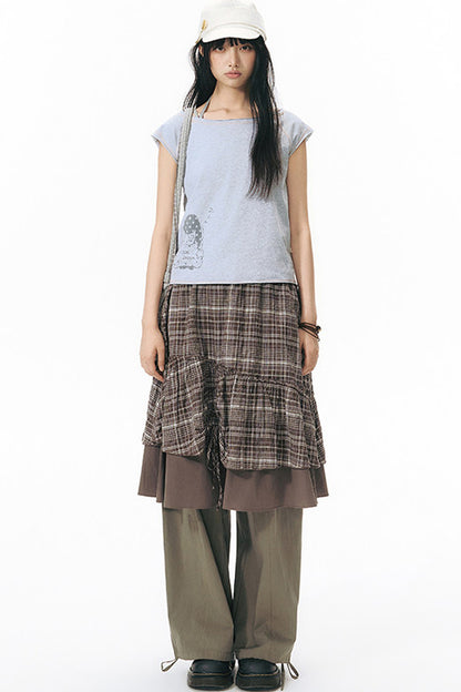 Patchwork Waistband Pocket Wide-Leg Cargo Pants