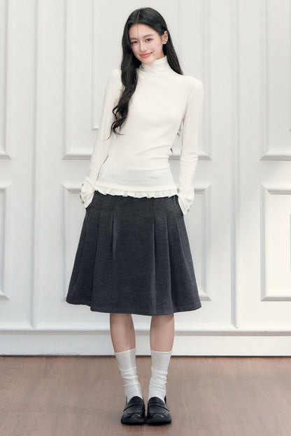 Ruffled Hem Long Sleeve T-Shirt