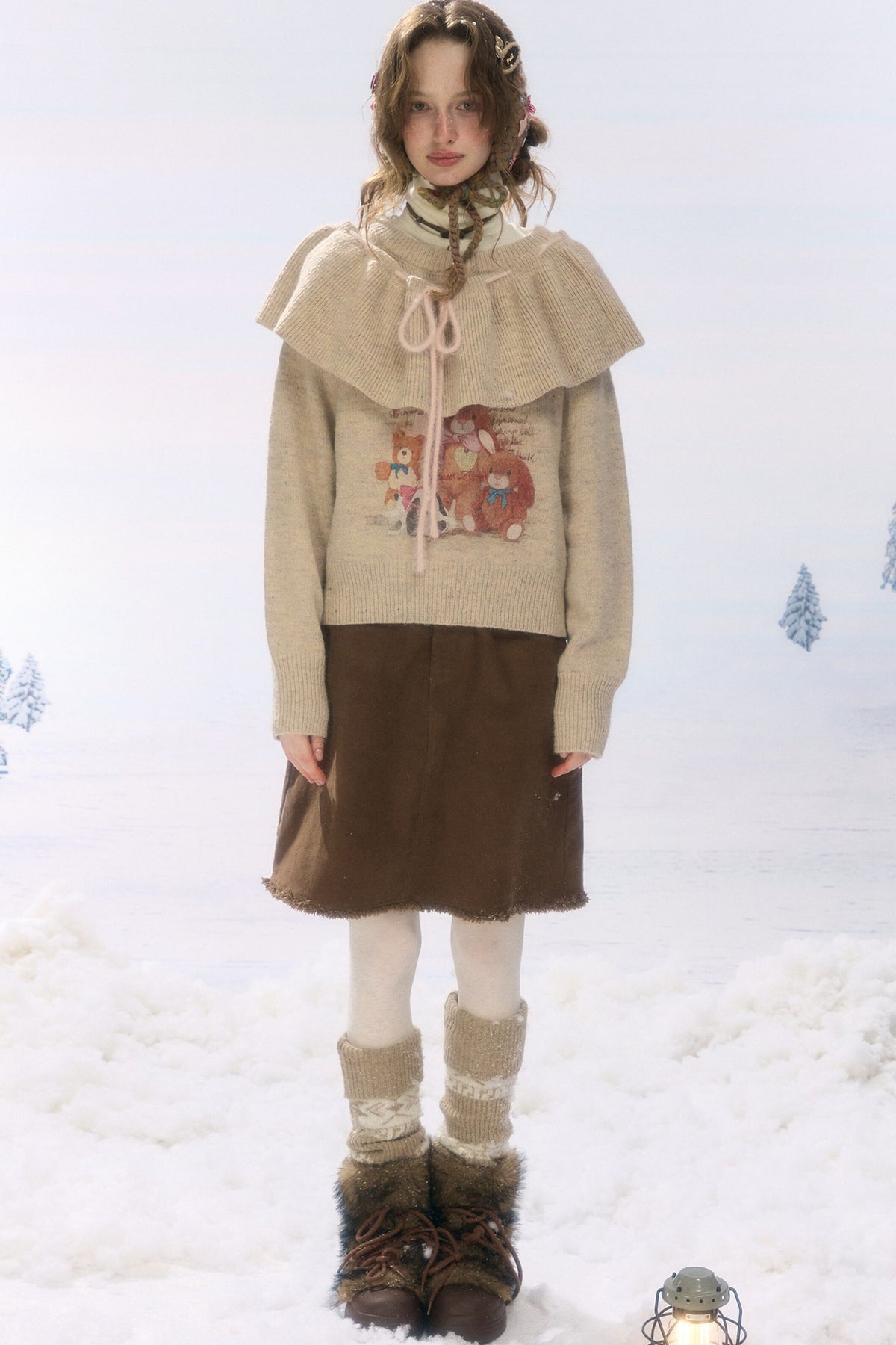 Brown Corduroy Mid-Length Skirt