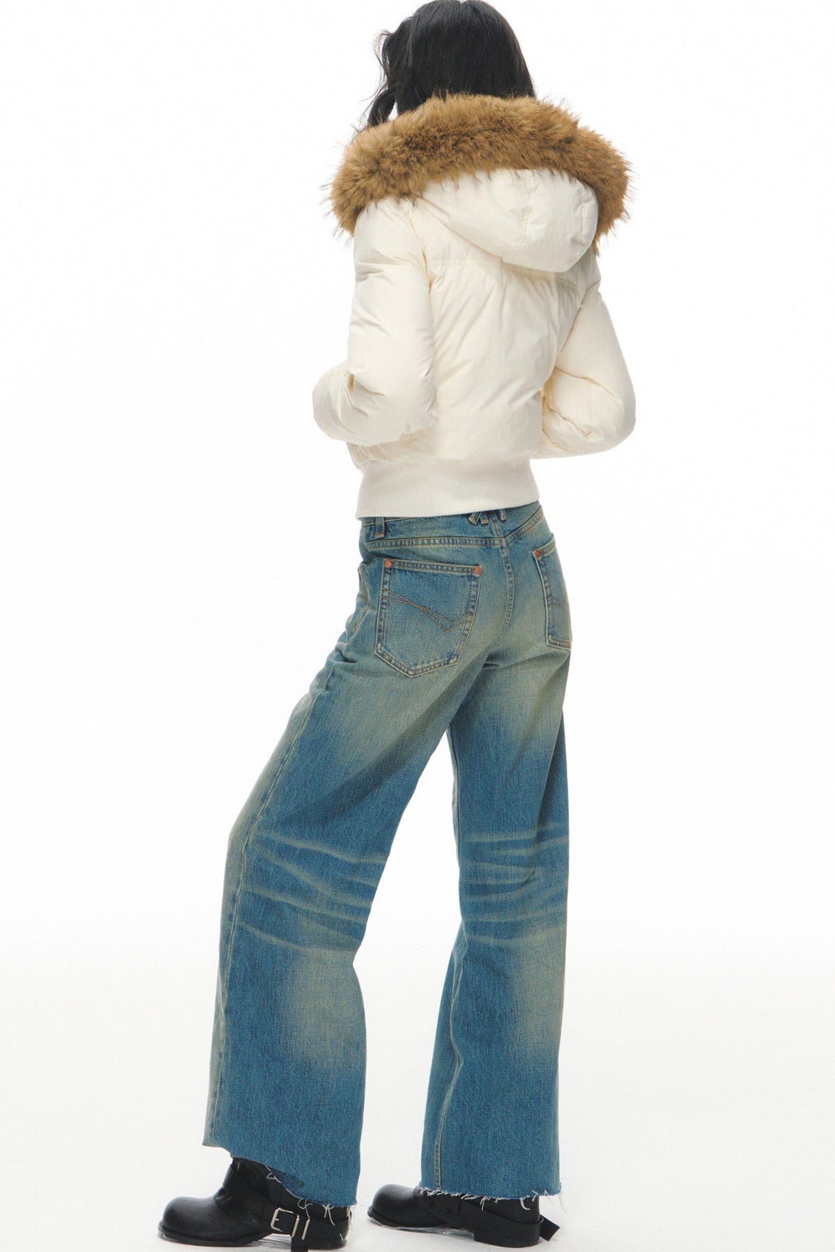 Lightweight Hooded Fur Collar Down Jacket and Pants Set-Up