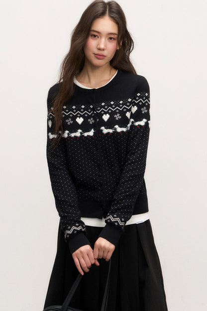 Fair Isle Cardigan Skirt Set