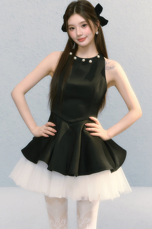 Vestido sin mangas con lazo de obsidiana