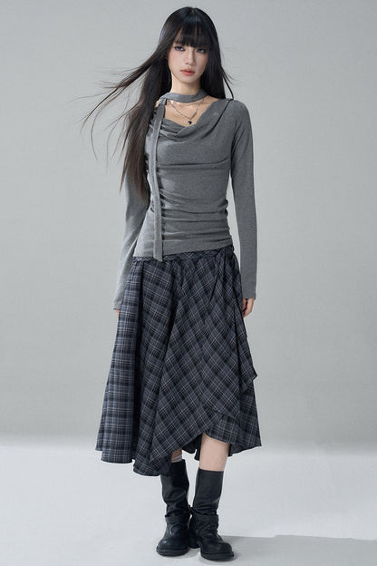 Gray Cowl Neck Top