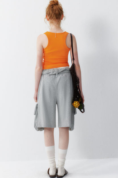 Orange U-Neck Tank Top