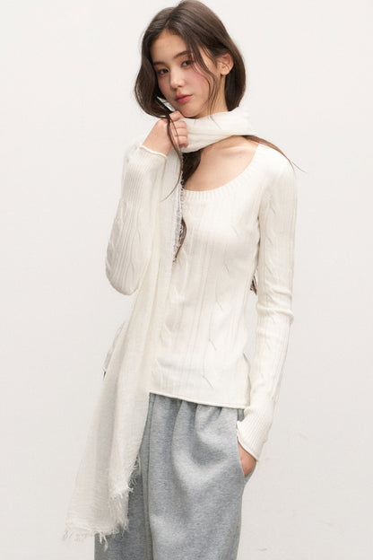Beige Knit Base Layer Top Set-Up