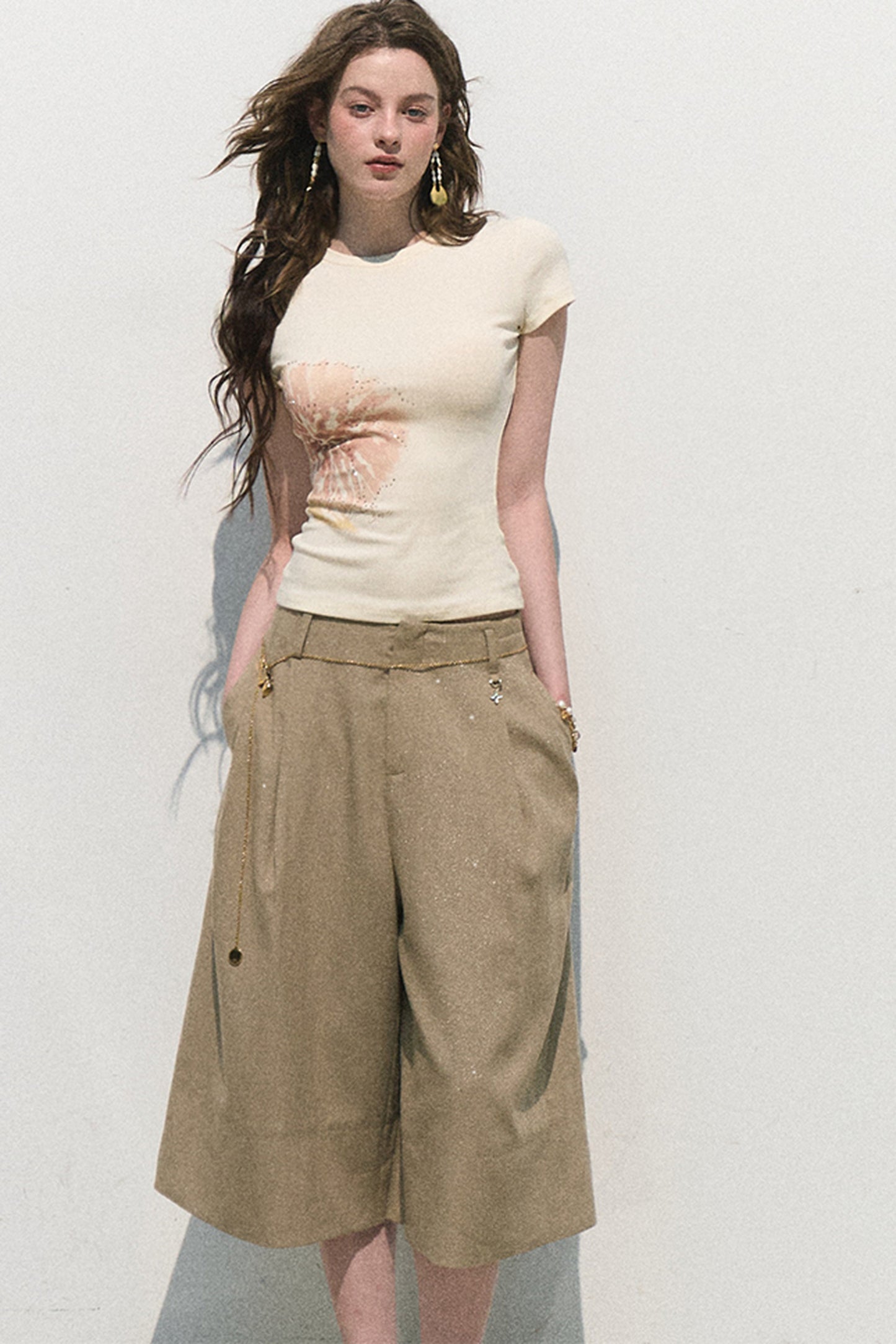Colorful Lyocell Linen Capri Pants