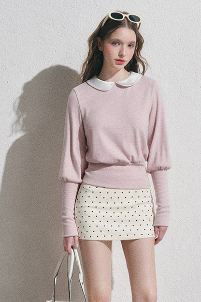 Doll Collar Long-Sleeve Knit Top