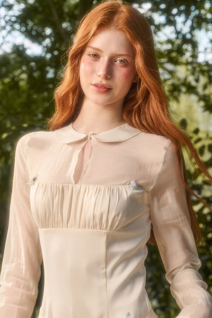 Satin Tencel Lapel Dress